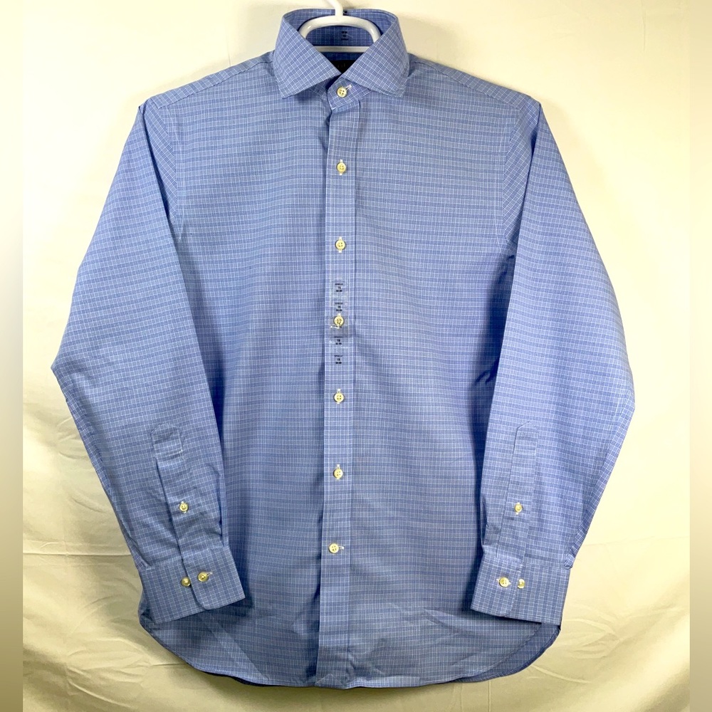 NWT Men’s Polo Ralph Lauren Long Sleeve Blue Checked Easy Care Shirt 15 - 32/33